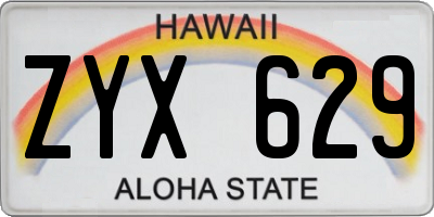 HI license plate ZYX629