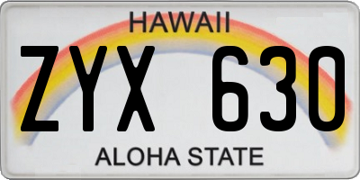 HI license plate ZYX630