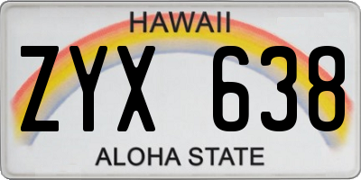 HI license plate ZYX638