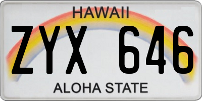 HI license plate ZYX646