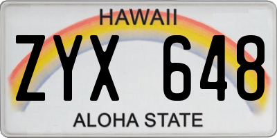 HI license plate ZYX648