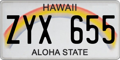 HI license plate ZYX655