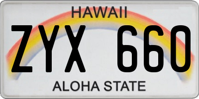 HI license plate ZYX660