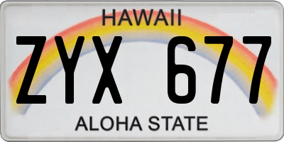 HI license plate ZYX677