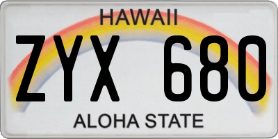 HI license plate ZYX680