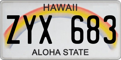 HI license plate ZYX683