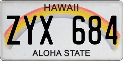 HI license plate ZYX684