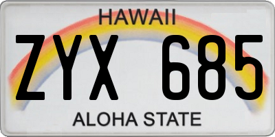 HI license plate ZYX685