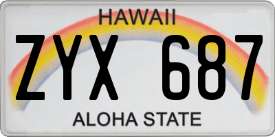 HI license plate ZYX687