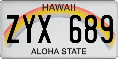 HI license plate ZYX689
