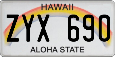 HI license plate ZYX690