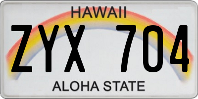 HI license plate ZYX704