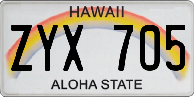 HI license plate ZYX705