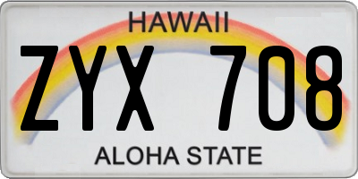 HI license plate ZYX708