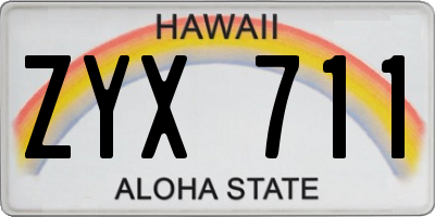 HI license plate ZYX711