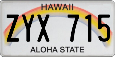 HI license plate ZYX715