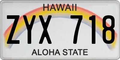 HI license plate ZYX718