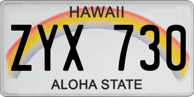 HI license plate ZYX730