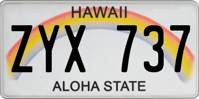 HI license plate ZYX737