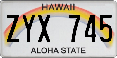HI license plate ZYX745