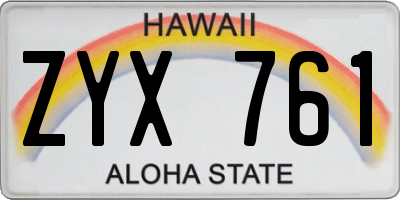 HI license plate ZYX761