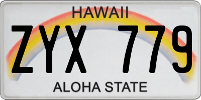 HI license plate ZYX779