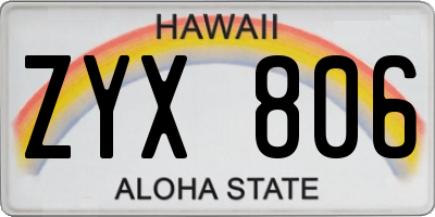 HI license plate ZYX806