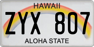 HI license plate ZYX807