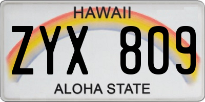 HI license plate ZYX809