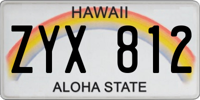 HI license plate ZYX812