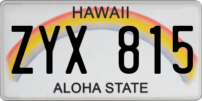 HI license plate ZYX815