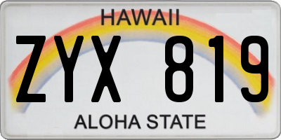 HI license plate ZYX819