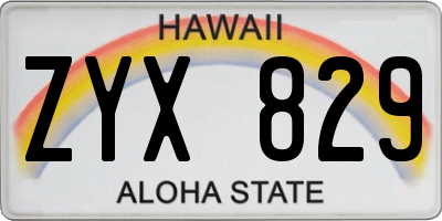 HI license plate ZYX829
