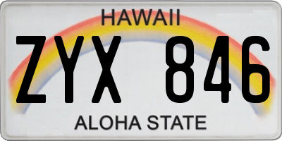 HI license plate ZYX846