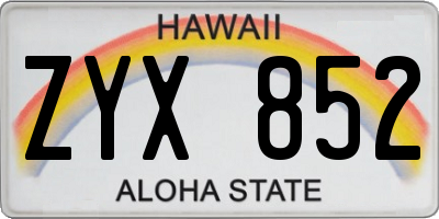 HI license plate ZYX852