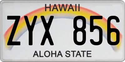 HI license plate ZYX856