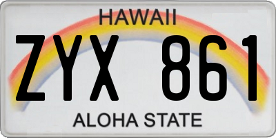 HI license plate ZYX861