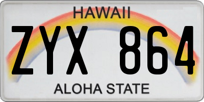 HI license plate ZYX864