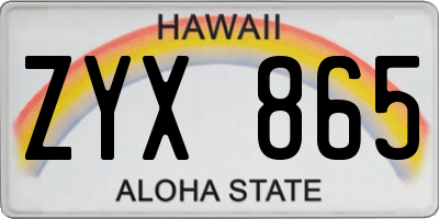HI license plate ZYX865