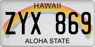 HI license plate ZYX869