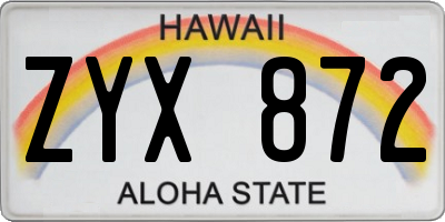 HI license plate ZYX872
