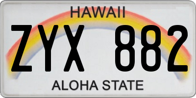 HI license plate ZYX882