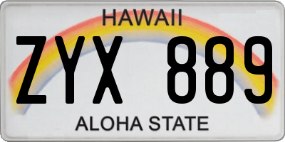 HI license plate ZYX889
