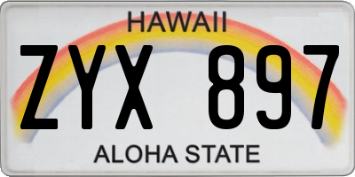HI license plate ZYX897