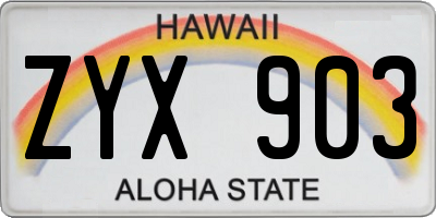 HI license plate ZYX903