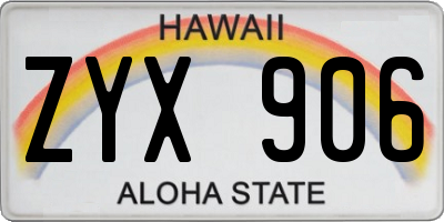 HI license plate ZYX906