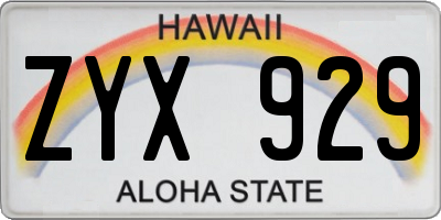 HI license plate ZYX929