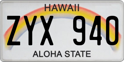 HI license plate ZYX940