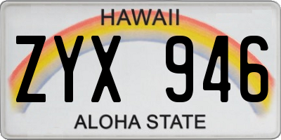 HI license plate ZYX946