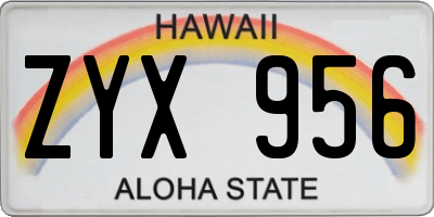 HI license plate ZYX956